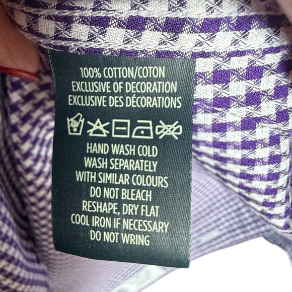 Robert Graham Purple Houndstooth Print Button Front Shirt Sz M‎ - Picture 10 of 10
